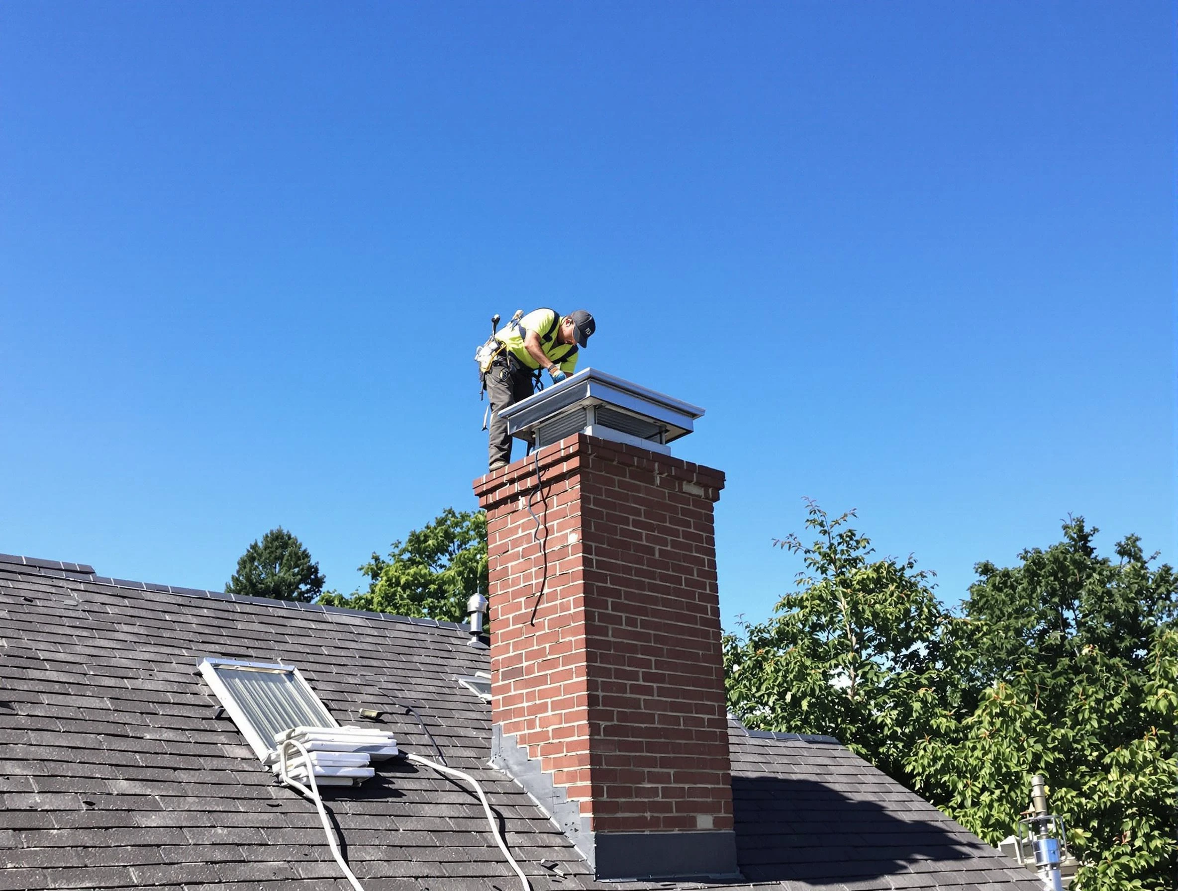 Summit Park Chimney Sweep technician measuring a chimney cap in Summit Park, UT