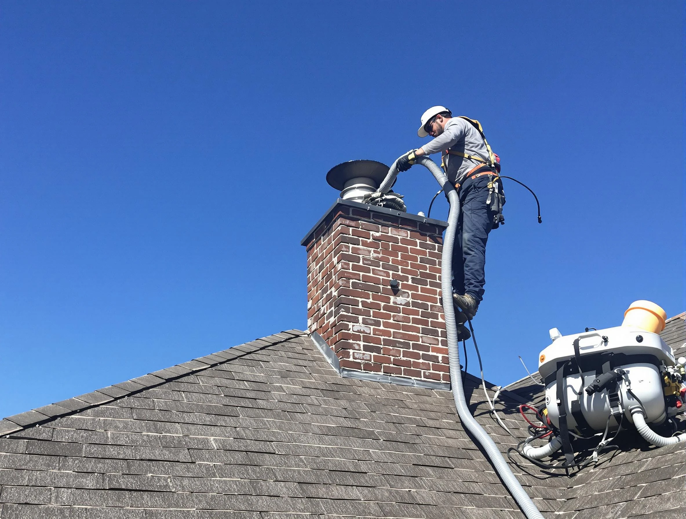 Dedicated Summit Park Chimney Sweep team member cleaning a chimney in Summit Park, UT