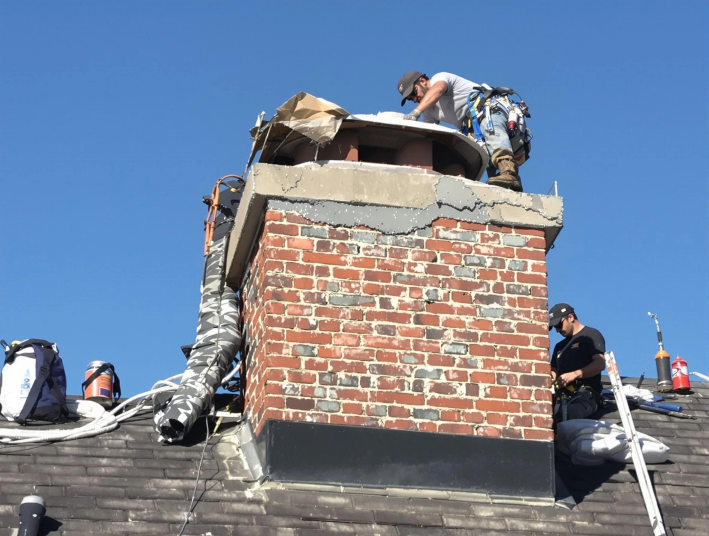 Summit Park Chimney Sweep installing a custom chimney crown in Summit Park, UT